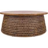 Kamari Coffee Table in Rattan & Canary Brown Black Washed Wood